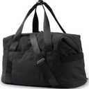 BAGSMART Gym Bag for Women, Carry on Weekender Overnight Bag, Travel Duffel Bags with Trolley Sleeve, Personal Item Travel Bag Tote Bag Workout Dance Bag(Black,Medium)