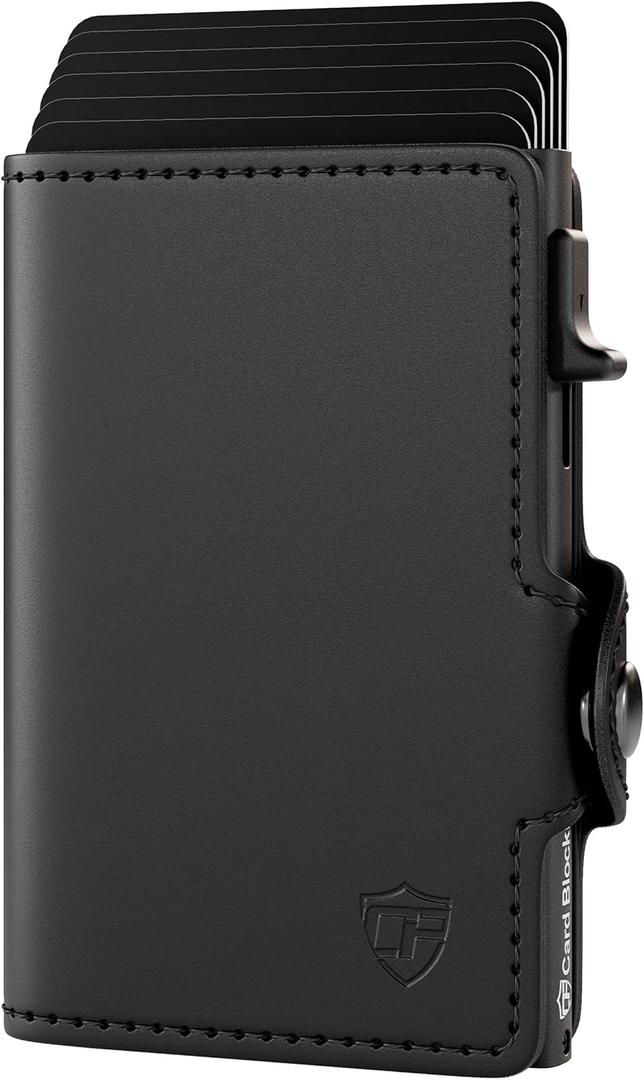 Conceal Plus Card Blocr Pop Up Wallet for Men - Slim Metal RFID Blocking Card Holder (4-6 Cards Ejector) - Minimalist Smart Front Pocket Wallet with Internal Cash + ID Storage