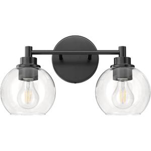 VONLUCE Bathroom Light Fixtures, 2-Light Bathroom Vanity Light with Globe Glass Shades E26 Sockets, Vanity Lights for Bedroom Hallway Living Room, Black Finish