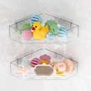 Natheeph Bath Toy Organizer 2-Pack - Clear Large Capacity Bath Toy Storage Holder with Quick-Dry Holes, Space-Saving Corner Shower Caddy for Bathroom & Kitchen