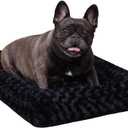 KSIIA Washable Dog Bed Anti-Slip Dog Crate Beds Deluxe Plush Kennel Pad Comfy Pet Sleeping Mat for Small Dogs, 23" x 18", Black
