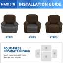 MAXIJIN Latest Recliner Slipcovers for Living Room 4 Pieces Stretch Jacquard Recliner Chair Cover Soft Fitted Recliner Protector with Elastic Bottom for Kids, Pets (Recliner, Dark Coffee)