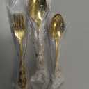 Dandat 20 Pcs Gold Forks and Spoons Silverware Set, Stainless Steel Flatware Cutlery 8-inch Utensil for Wedding, Party, Home, Dinners, Kitchen and Restaurant, Mirror Polished, Dishwasher Safe(Retro)