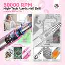 SAVILAND 50000RPM Professional Nail Drill: Rechargeable Electric Nail File 6000mAh Battery Nail Filer Electric for Manicure Pedicure Shaping & Acrylic Removal Salon Use Drill para Uas Profesional (1-pink 2025)
