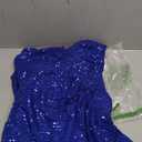Stylefun Blue Lace Sequin Mermaid Prom Dresses Long 2025 for Women V Neck Pleated Formal Party Dress with Slit Cocktail Dress US8, Size Large