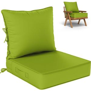 Outdoor Seat Cushions 24×24, Waterproof, for Patio Sofa Chairs, Grass Green