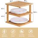 2 Pack Bamboo Corner Shelf,3 Tier Kitchen Cabinet Organizer for Plates and Dishes,Pantry Storage and Spice RackNatural