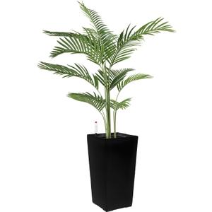 Large Resin Planter, Self-Watering Indoor Flower Pot with Visual Water Level, Modern Resin Flower Planter Square Plant Container for Living Room, 30x55cm Black 2pcs