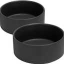 SPUNKYJUNKY 28.7OZ Ceramic Dog and Cat Bowl, Modern Cute Weighted Food Water Bowl for Replacement Black (2 Pack)