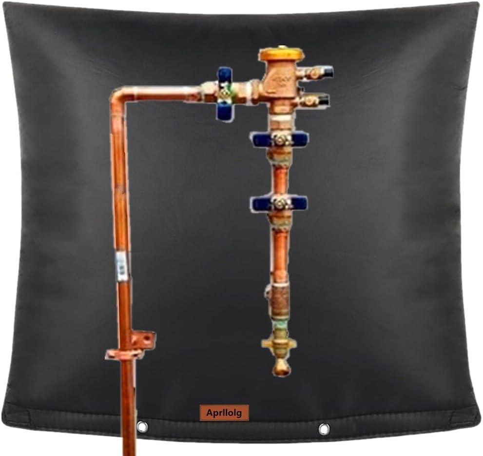 Backflow Preventer Insulation Cover, Pipe Insulation Covers Winter Freeze Protection,Irrigation Sprinkler Valve / Water Well Pump Insulated Pouch for Outside (Black, 30" W x 24" H)