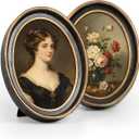 AELS 5x7 Inch Vintage Picture Frame, Set of 2 Elegant Antique Photo Frames with Glass Front, Photo Display, Tabletop Wall Hanging, Gift Ideas, Black Oval with Gold Trim
