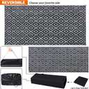 SAND MINE Waterproof Outdoor Rug 10x20 ft, Plastic Reversible Rug, Modern Area Rug, Large Floor Mat for Outdoors, RV, Patio, Backyard, Deck, Picnic, Beach, Camping, Black & Grey