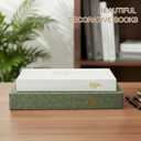 Cinnvoice Set of 2 Aesthetic Decorative Books Linen Boxes Enhance Your Coffee Table Bookshelf Mantle Decor Beautiful Fake Faux Books for Vintage Home Decoration Photo Storage(Sage Green Beige)