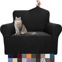 YEMYHOM Couch Cover Latest Jacquard Design High Stretch Sofa Chair Covers for Living Room, Pet Dog Cat Proof Armchair Slipcover Non Slip Magic Elastic Furniture Protector (Small, Black) (Small (31"-46"))