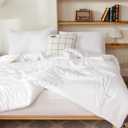 Litanika White Comforter Set Queen Size, 3 Pieces Lightweight Solid Bedding Comforter Set, All Season Fluffy Bed Set (90x90In Comforter & 2 Pillowcases) (Queen (90"x90"), 03 - White)