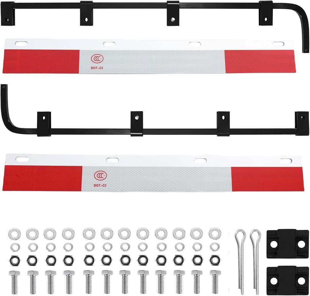 Mud Flap Hangers Kit for Semi Trucks, 29.13''Length, w/All Mounting Brackets & Hardware & Aluminum Reflective Strip Kit