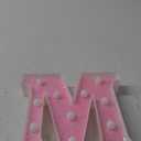 Pooqla LED Marquee Letter Lights, Light Up Pink Letters Glitter Alphabet Letter Sign Battery Powered for Night Light Birthday Party Wedding Girls Gifts Home Bar Christmas Decoration, Pink M