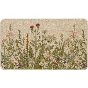 Artoid Mode Wildflower Spring Floral Doormat, Flowers Summer Home Decor Low-Profile Switch Rug Door Mat Floor Mat for Indoor Outdoor 17x29 Inch (Beige)