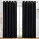 NICETOWN Blackout Curtains Panels for Living Room, 2 Panels, 66 x 80 Inch, Black, 3 Pass Microfiber Noise Reducing Thermal Insulated Solid Ring Top Blackout Window Drapes