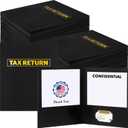 20 Pcs Tax Return Folders Bulk - Letter Size 2 Pocket Folders with Gold Printed Label for Tax Professionals & Storing Handling Personal Customer(Black)