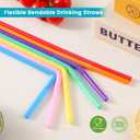 [100 Pack] 10.24" High Extra Long Flexible Plastic Straws, Disposable Drinking Straws, Colorful Bendy Straws - Assorted Colors