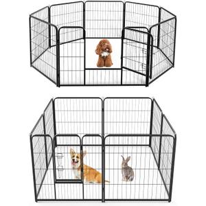 NEWBULIG Dog Playpen Indoors 32 Inch 8 Panels for Small and Medium Dogs Portable and Foldable Pet Fence with Door Heavy Duty Metal Dog Exercise Play Pen for Outdoor Yard