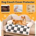 FUNNY FUZZY Pet Couch Covers for Sofa, Dog Couch Bed Washable Plush Pets Mat for Furniture Protector Cream Square Plaid Cozy Sofa Pad for Cats, Black (33.5"L x 30.5"W x 5.5"Th)