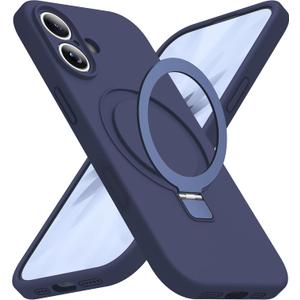 SKYLMW Compatible with iPhone 17 Case with Magnetic Invisible Stand Compatible with Mag-Safe Military Drop Tested Shockproof Silicone iPhone 17 Phone Cases for Women Men 6.3"Dark Blue