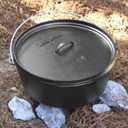 Lodge 10 Quart Pre-Seasoned Cast Iron Camp Dutch Oven with Lid - Dual Handles - Use in the Oven, on the Stove, on the Grill or over the Campfire - Black