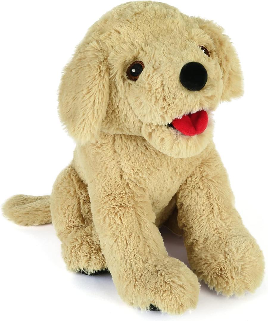LotFancy Dog Stuffed Animals, 12 inch Cuddly Golden Retriever Stuffed Animals, Sitting Puppy Dog Plush Toy, Birthday Gift for Kids Boys Girls (Beige)