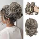 CJL HAIR Claw Clip Short Ponytail Hair Extensions DIY Bendable Metals Messy Bun Hair Piece for Wonen Wavy Curly Synthetic Fake Hairpieces Ash Grey