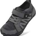 LeIsfIt Kids Shoes Girls Boys Wide Barefoot Shoes Big Kids Breathable Anti-Slip Hiking Sneakers for Walking Climbing Training Outdoor Activities, 1 Big Kid, Dark Grey