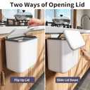 Compost Bin Kitchen for Countertop or Under Sink, 2.6 Gallon Hanging Small Trash Can with Lid, Garbage Can for Cabinet Door, Indoor/outdoor Food Waste Bin for Kitchen, Bathroom, RV, Office, White