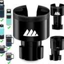 [Upgraded] Integral Ultimate Car Cup Holder Expander - Adjustable Base - Organizer & Expander for Vehicles - Compatible with Mugs, Yeti 14/24/36/46oz, Rambler, Hydro Flasks 32/40oz, 3.4"-4.0" Bottles (1pack, Black)