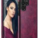 LOHASIC for Galaxy S22 Ultra 5G Case, Luxury Elegant PU Leather Flexible Bumper Rugged Non-Slip Grip Shockproof Full Body Protective Cover Women Cases for Samsung Galaxy S22 Ultra 6.8 inch - Magenta