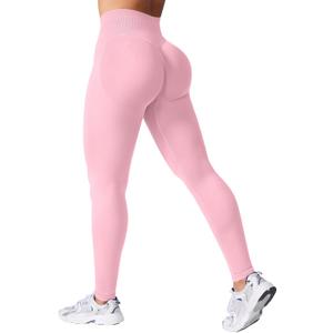 VOYJOY Women Seamless Impact Leggings Scrunch Workout Leggings Medium Waist Tummy Control Butt Lifting Gym Yoga Pants (X-Small, Pink)