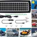 Sunway Solar Car Battery Trickle Charger & Maintainer 5W Solar Panel Power 12V Charger kit Portable Waterproof for Automotive RV Marine Boat Truck Motorcycle Trailer Tractor Powersports Snowmobiles
