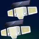 2026 Motion Sensor Solar Lights Outdoor Waterproof, 4000LM Solar Flood Lights with Dual PIR & Curved 300° Wide Beam, Larger 3500mAh Adjustable Solar Security Spot Lights for Yard-2Pack Black