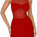 Memoriesea Women's Summer Mesh Sleeveless Boat Neck Bodycon Party Club Mini Dress Size,  Small