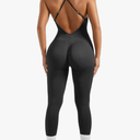 MOOSLOVER Women Strappy Backless One Piece Jumpsuits Tummy Control Padded Workout Rompers XL