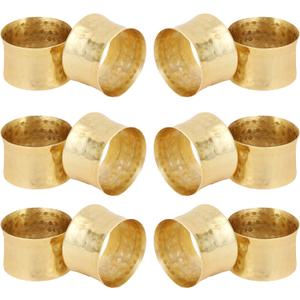 ITOS365 Gold Napkin Rings Set of 12, Handmade Hammered Metal Napkin Ring Holders for Dining Table, Wedding, Parties & Everyday Table Decor
