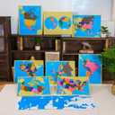Premium Montessori Wooden World Map Puzzle Set- 8 Large Geography Puzzles, Educational Gift for Kids & Toddlers, 23 Homeschool & Classroom Learning Materials (Puzzle Collection), 23 x 18 inches