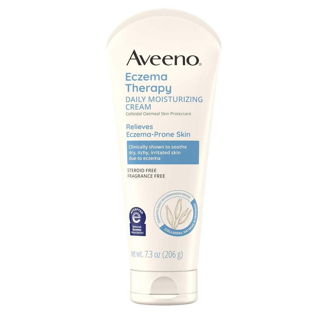 Aveeno Eczema Therapy Daily Moisturizing Body Cream for Sensitive Skin, Soothing Eczema Relief Cream, Colloidal Oatmeal & Ceramide for Dry & Itchy Skin, Steroid- & Fragrance-Free, 7.3 oz (7.3 Ounce (Pack of 1))