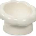 Elevated Ceramic Cat Bowls, 15Tilted Cat Bowl for Indoor Cats, Anti-Vomiting and Whisker Friendly, Dishwasher and Microwave Safe(6.3 in, Cloud White)