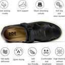 Men's Sandals Summer Breathable Sport Sandals Arch Support Casual Leather Adjustable Closed Toe Outdoor (7, Black)