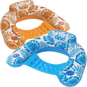 Jasonwell Inflatable Pool Float Chair - 2 Pack Pool Floaties Chair Floats Loungers for Swimming Pools Floating Lounger with Cup Holders Toy Party Floaties for Adults L
