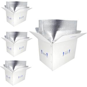 15x10x11" Insulated Shipping Box, Perishable Cooler for Frozen Food Styrofoam Boxes for Cold Shipping Perishables Packaging Insulated Carton with Aluminum Foil Liner Bag, 4 Pack