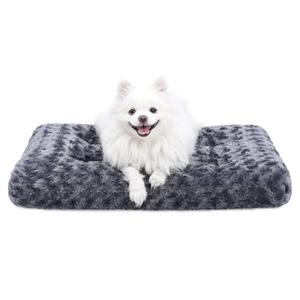 KSIIA Washable Dog Bed Deluxe Plush Dog Crate Beds Comfy Kennel Pad Anti-Slip Pet Sleeping Mat for Large, Jumbo, Medium, Small Dogs Breeds, 23" x 18", Dark Grey