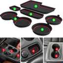 Auovo Center Console Mats Compatible with Durango Accessories 2014 2015 2016 2017 2018 2019 2020 Cup Holder Coasters Pads Car Interior Decoration(6pcs/Set, 7 Seats, Red)