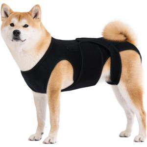 Adjustable Back Support for Medium Dogs - Joint Support Brace with 5 Plastic Rib Support System & Soft Airflow Fabric, Ideal for Post-Op or Daily Back Support, Black M